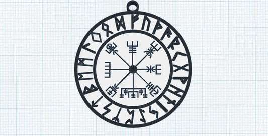 Rune Elder FUTHARK, VEGVISIR - Compass of The Viking Necklace